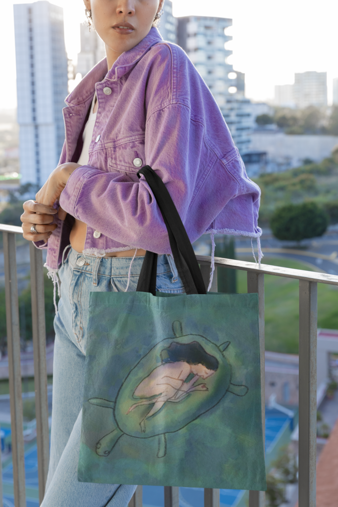 tote bag mockup featuring a cropped face woman posing for a tiktok m31511 1